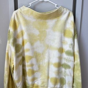 Anthropologie/PILCRO Tie Dyed Sweatshirt * Mottled Lemon Lime * Size 2X  *